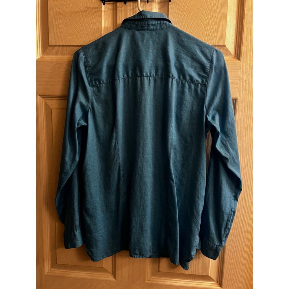 J.JILL~ Women’s Teal 100% Love Linen Button Down Shirt~XS~ Runs Big~ - Picture 2 of 10